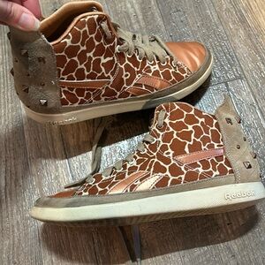 Reebok Snobette copper and giraffe print high tops